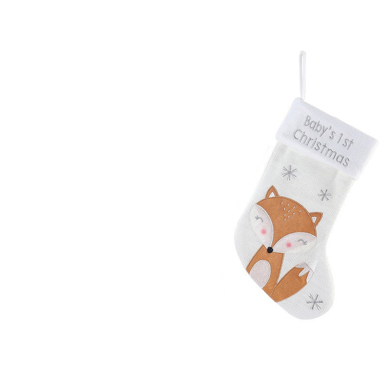 Christmas Fox Wool Stockings – Cute Plush Holiday Gift Stockings, 3 Colors