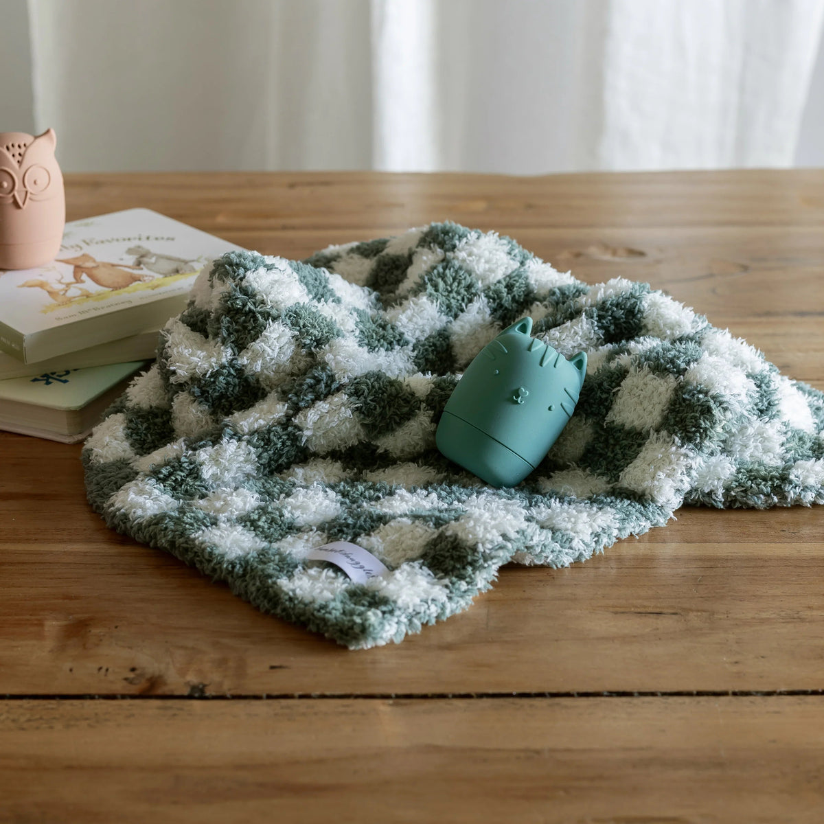 Baby's Breath & Forest Green Check Print Lovey