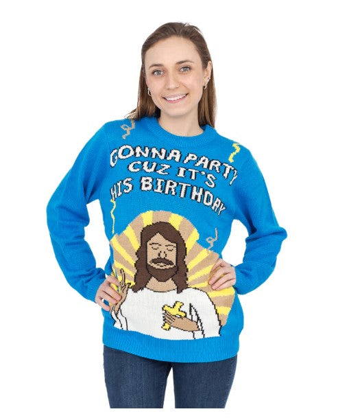 Women's Jesus Birthday Party Sweater