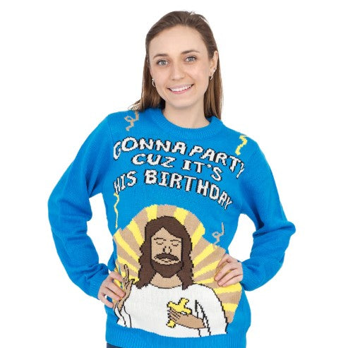 Women's Jesus Birthday Party Sweater
