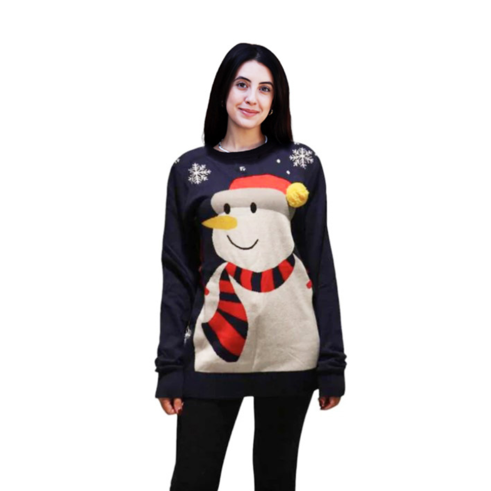 Women's Snowman Sweater With a Pompom