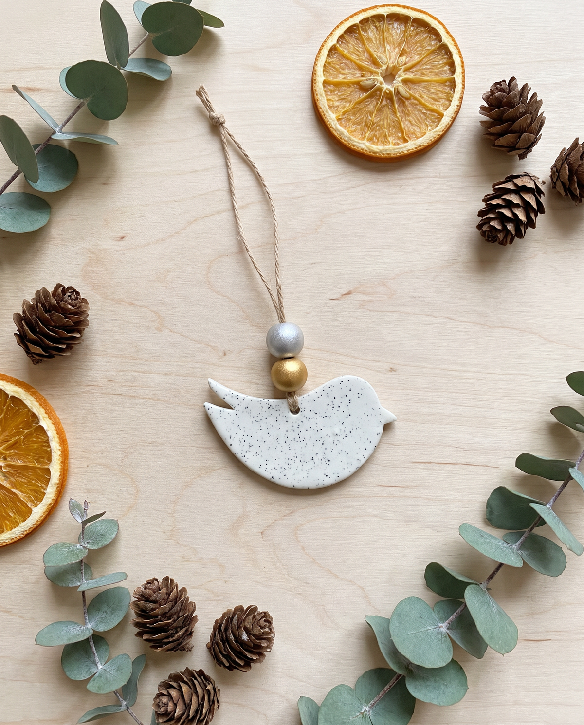 Dove Christmas Ornament Handmade from Clay & Nova Scotia Beach Sand