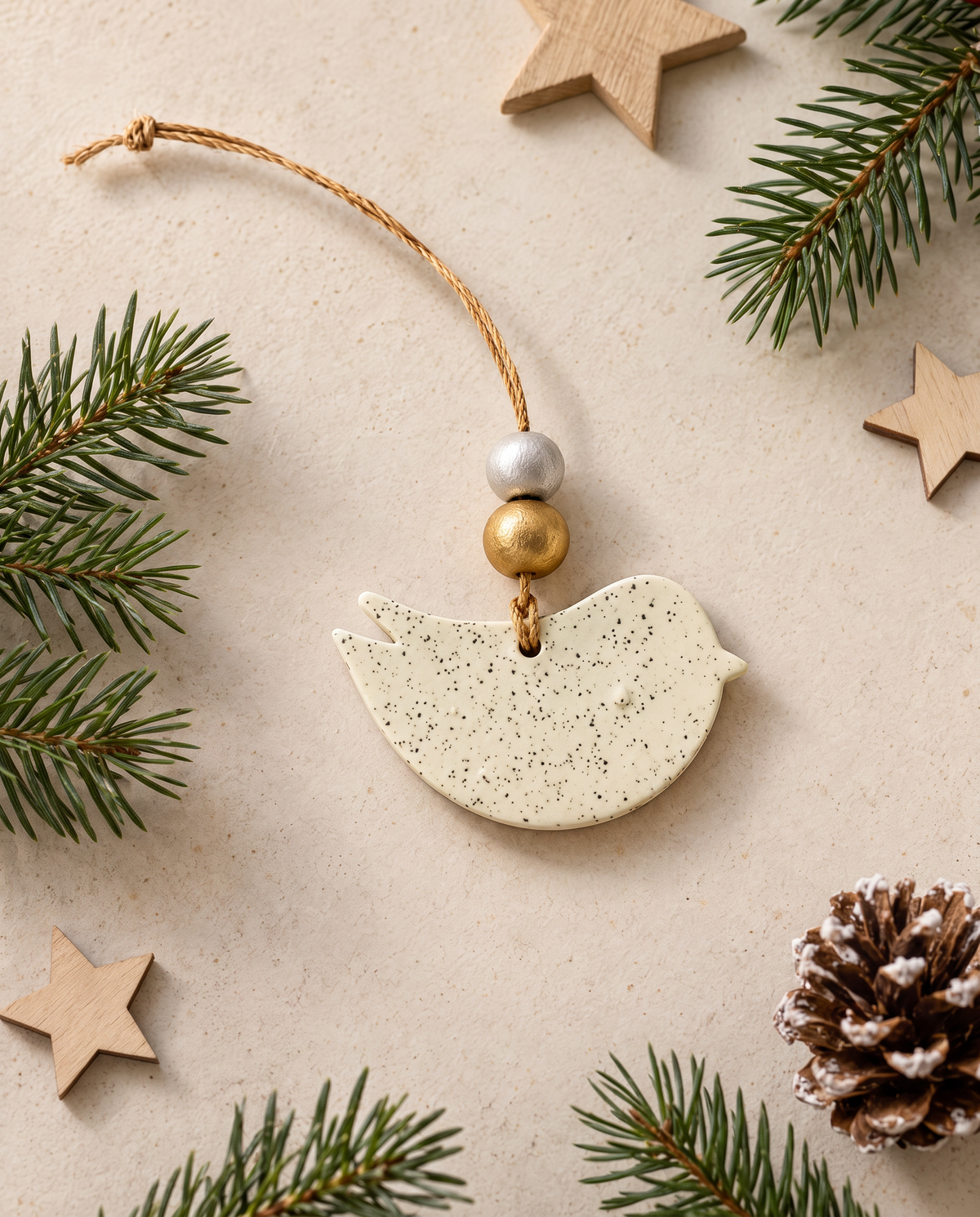 Dove Christmas Ornament Handmade from Clay & Nova Scotia Beach Sand