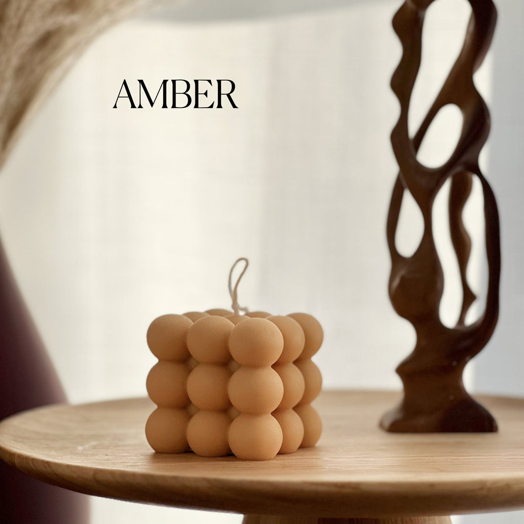 Bubble Cube Candle: Decorative Soy Wax Pillar, Handmade
